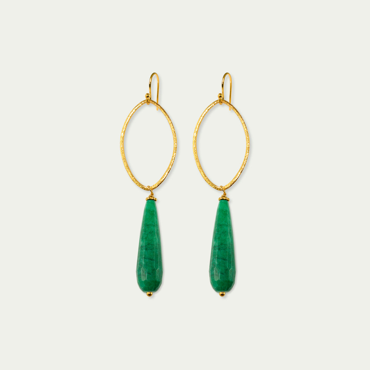 Ohrhänger Blatt mit Edelsteintropfen – 925 Sterling Silber 18K Gelbgold vergoldet | Sucre Fine Jewelry