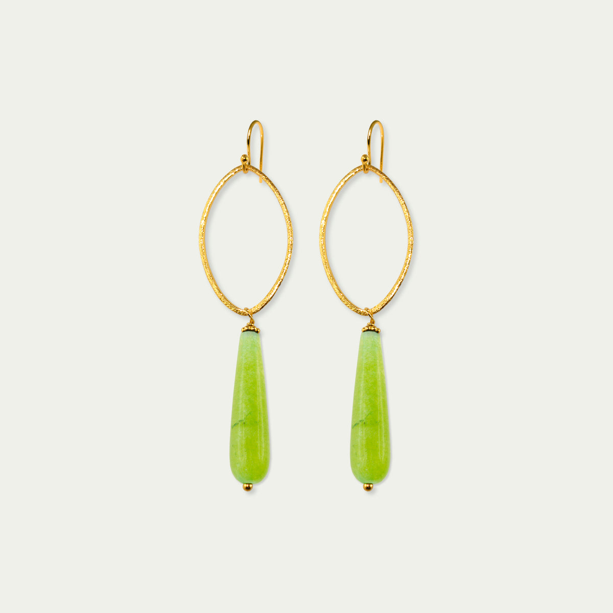 Ohrhänger Blatt mit Edelsteintropfen – 925 Sterling Silber 18K Gelbgold vergoldet | Sucre Fine Jewelry