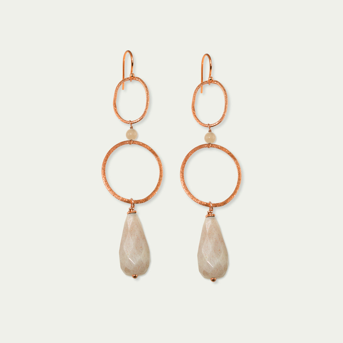 Ohrhänger Circles mit Edelsteintropfen – 925 Sterling Silber 18K Roségold vergoldet | Sucre Fine Jewelry