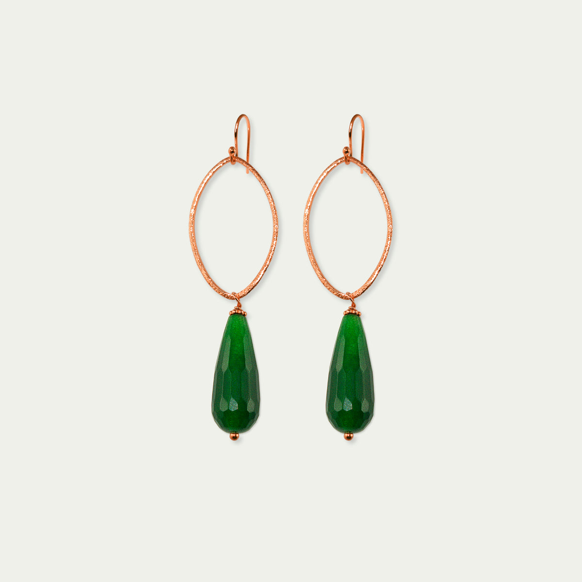 Ohrhänger Blatt mit Edelsteintropfen – 925 Sterling Silber 18K Roségold vergoldet | Sucre Fine Jewelry