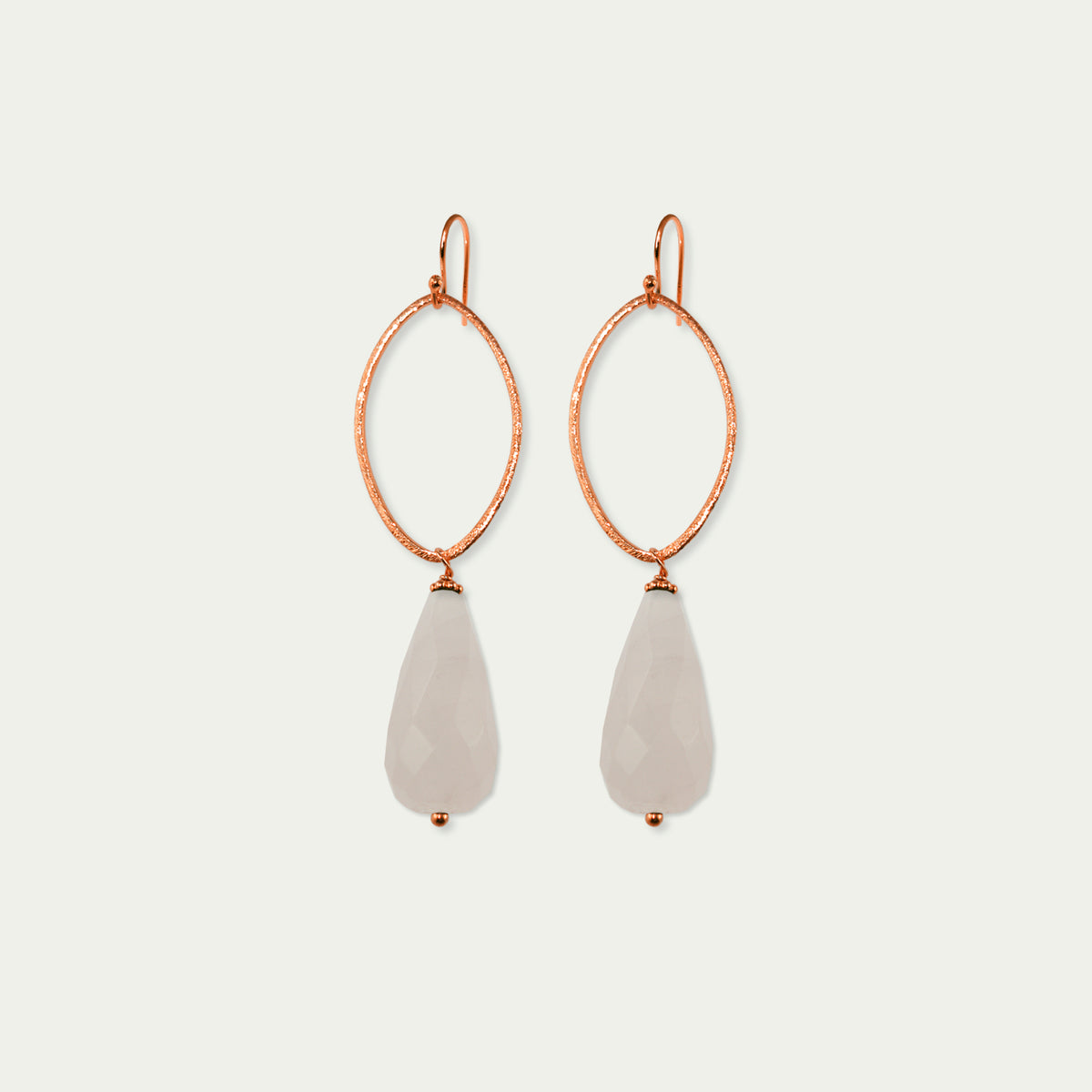 Ohrhänger Blatt mit Edelsteintropfen – 925 Sterling Silber 18K Roségold vergoldet | Sucre Fine Jewelry