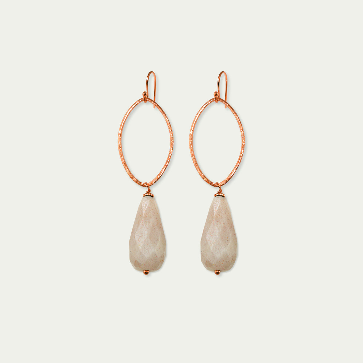 Ohrhänger Blatt mit Edelsteintropfen – 925 Sterling Silber 18K Roségold vergoldet | Sucre Fine Jewelry