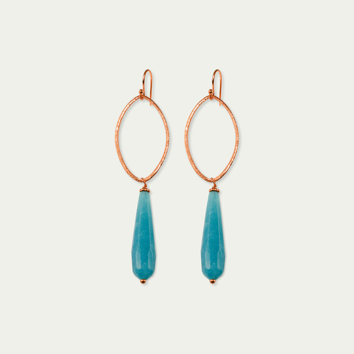 Ohrhänger Blatt mit Edelsteintropfen – 925 Sterling Silber 18K Roségold vergoldet | Sucre Fine Jewelry