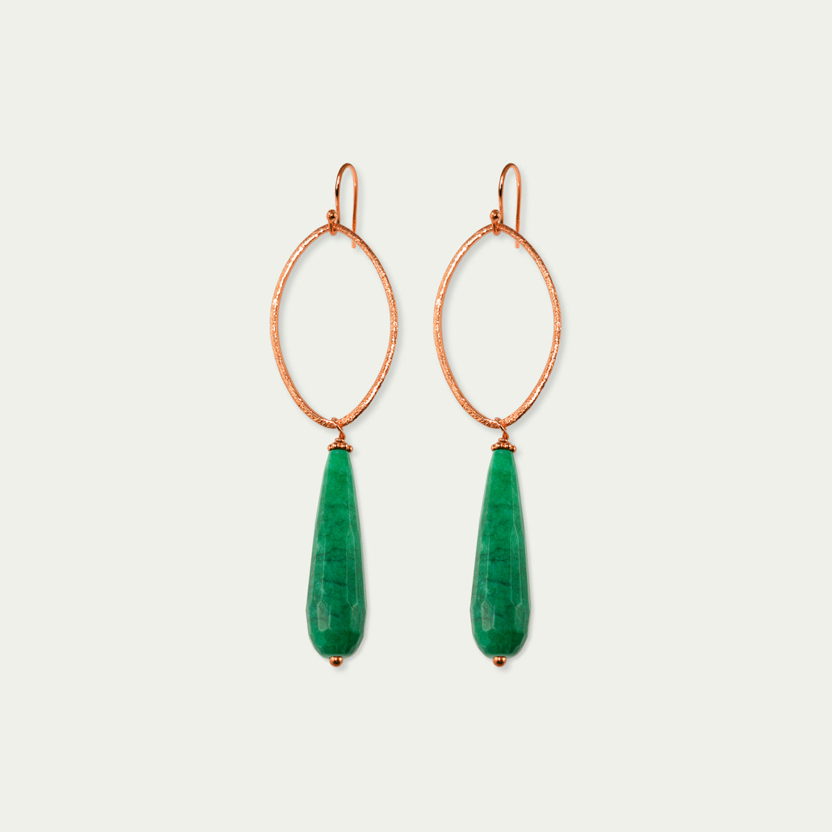 Ohrhänger Blatt mit Edelsteintropfen – 925 Sterling Silber 18K Roségold vergoldet | Sucre Fine Jewelry
