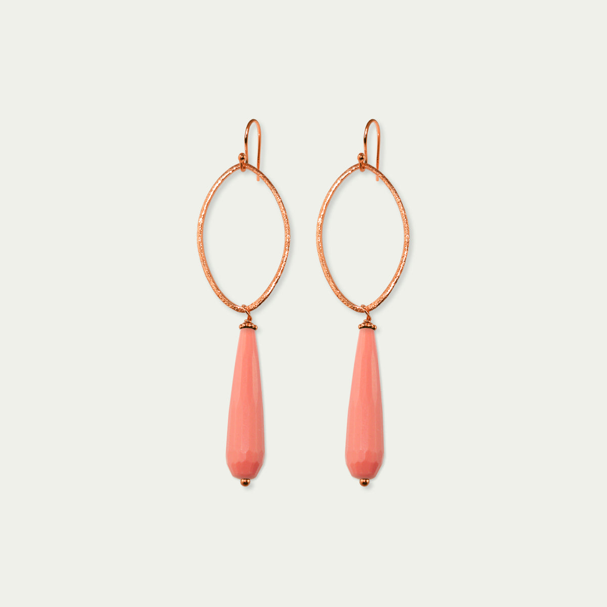 Ohrhänger Blatt mit Edelsteintropfen – 925 Sterling Silber 18K Roségold vergoldet | Sucre Fine Jewelry