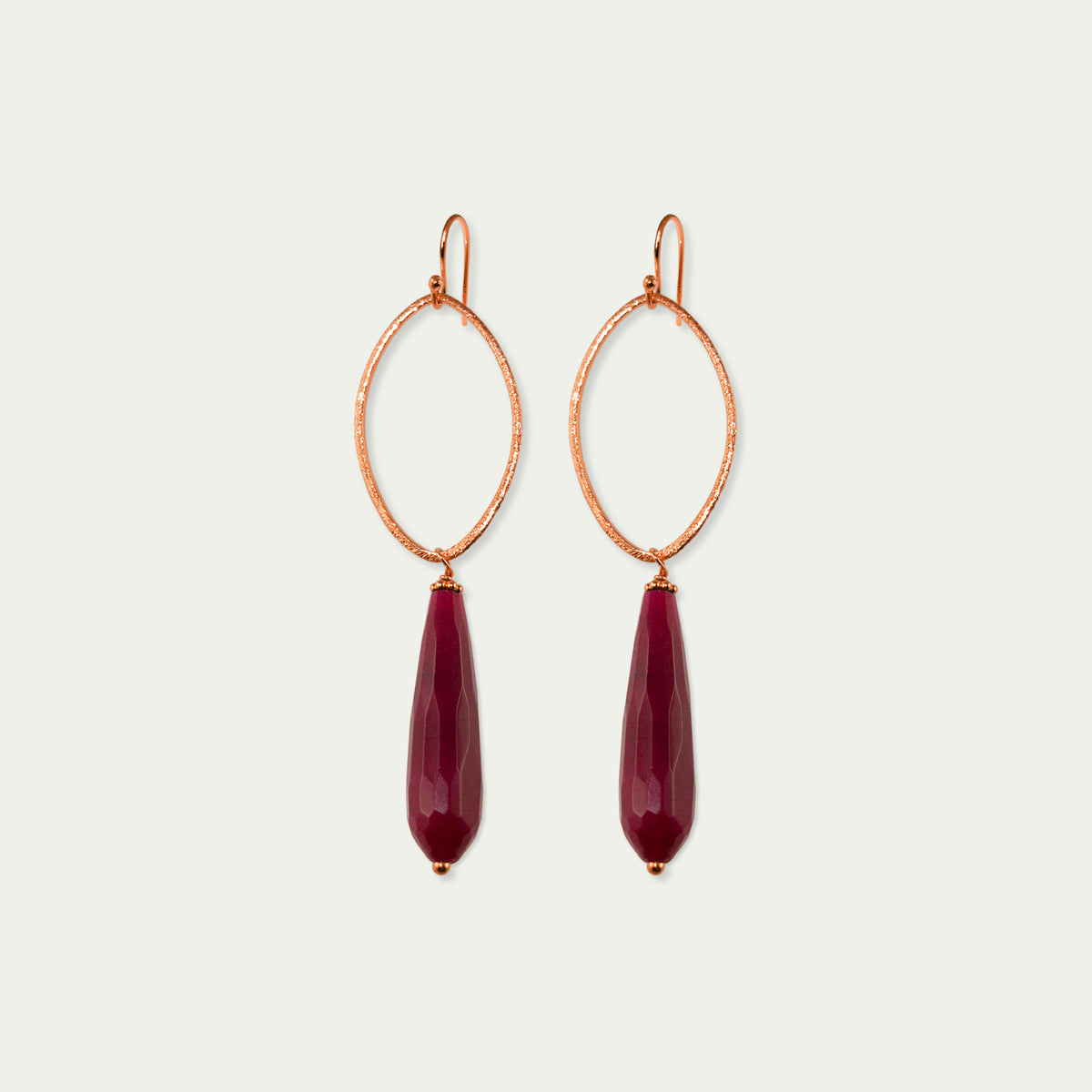 Ohrhänger Blatt mit Edelsteintropfen – 925 Sterling Silber 18K Roségold vergoldet | Sucre Fine Jewelry