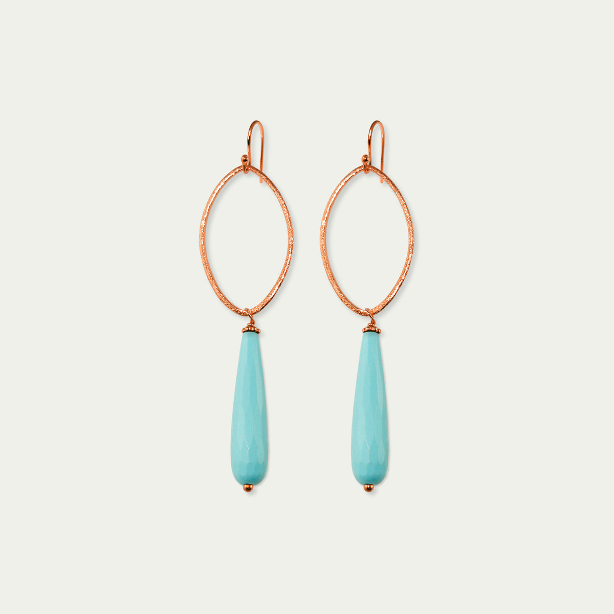 Ohrhänger Blatt mit Edelsteintropfen – 925 Sterling Silber 18K Roségold vergoldet | Sucre Fine Jewelry
