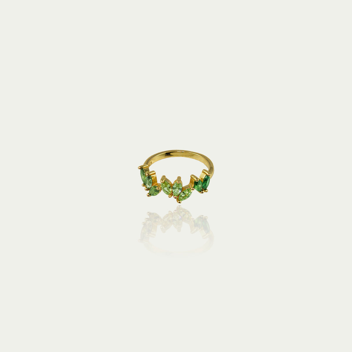 Ring Colorfull Flower Grüntöne – 925 Sterling Silber 18K Gelbgold vergoldet | Sucre Fine Jewelry