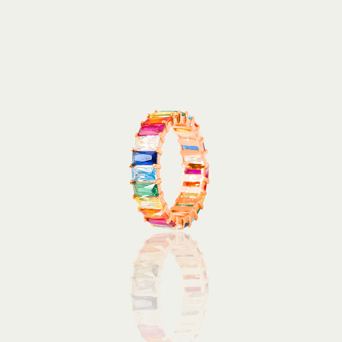 Ring Rainbow Baguetteschliff – 925 Sterling Silber 18K Roségold vergoldet | Sucre Fine Jewelry