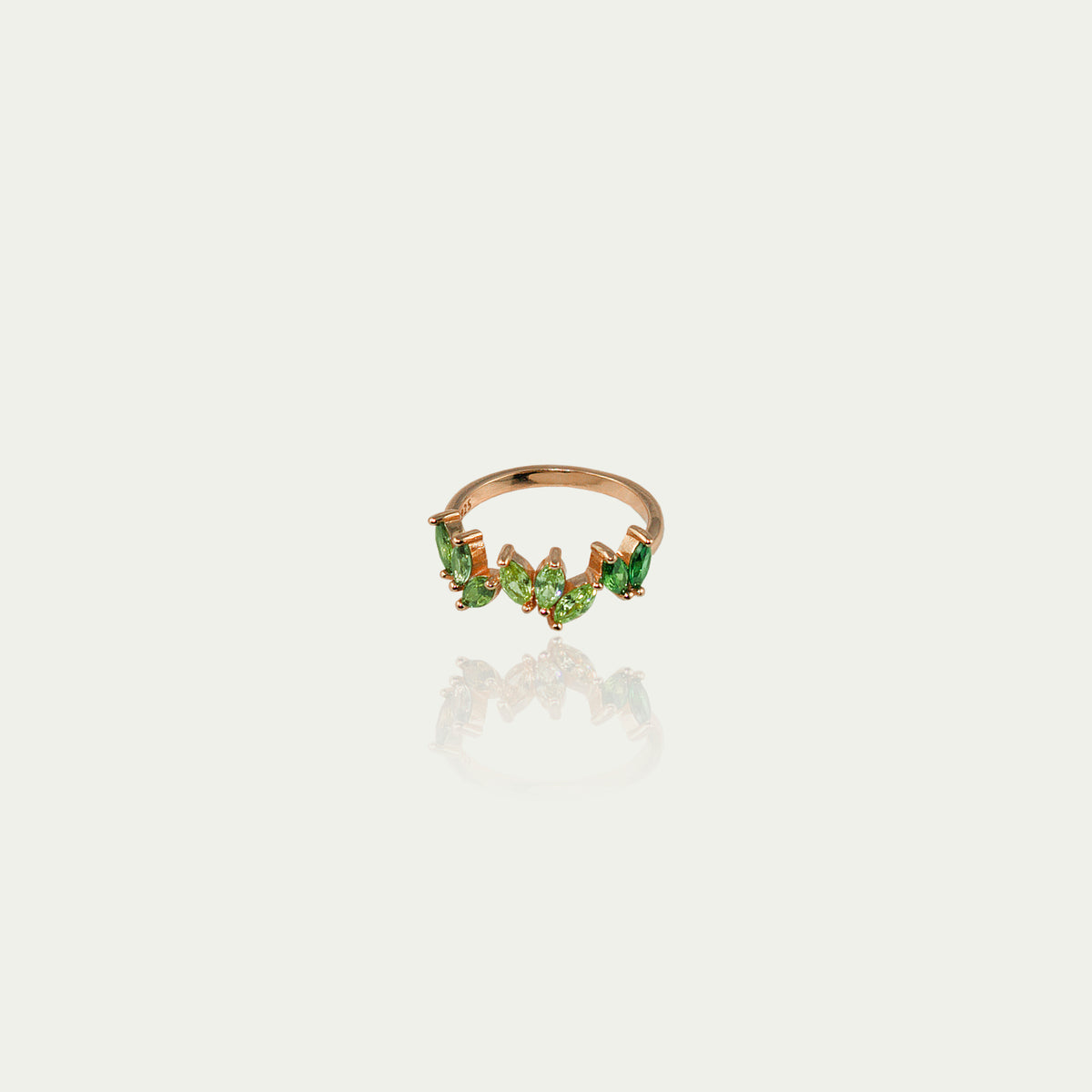 Ring Colorfull Flower Grüntöne – 925 Sterling Silber 18K Roségold vergoldet | Sucre Fine Jewelry