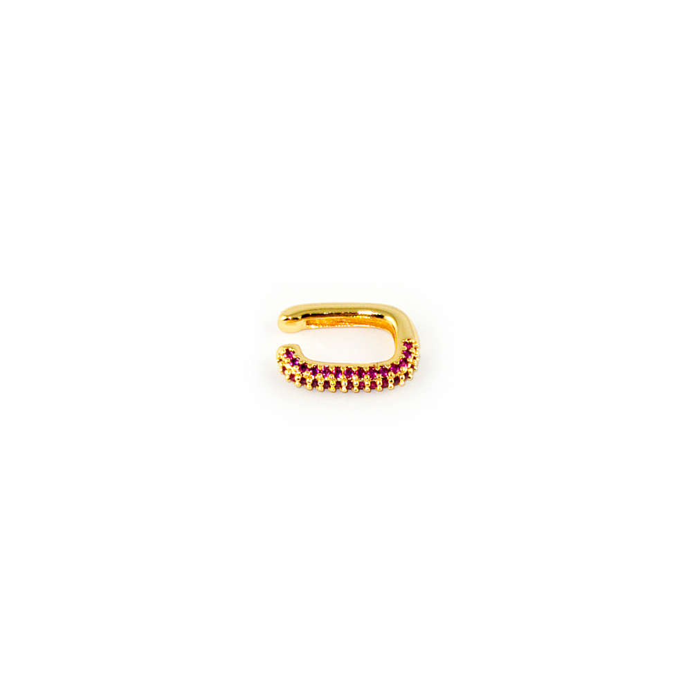 Chunky Earcuff Square Schwarz – Gelbgold vergoldet | Sucre Fine Jewelry