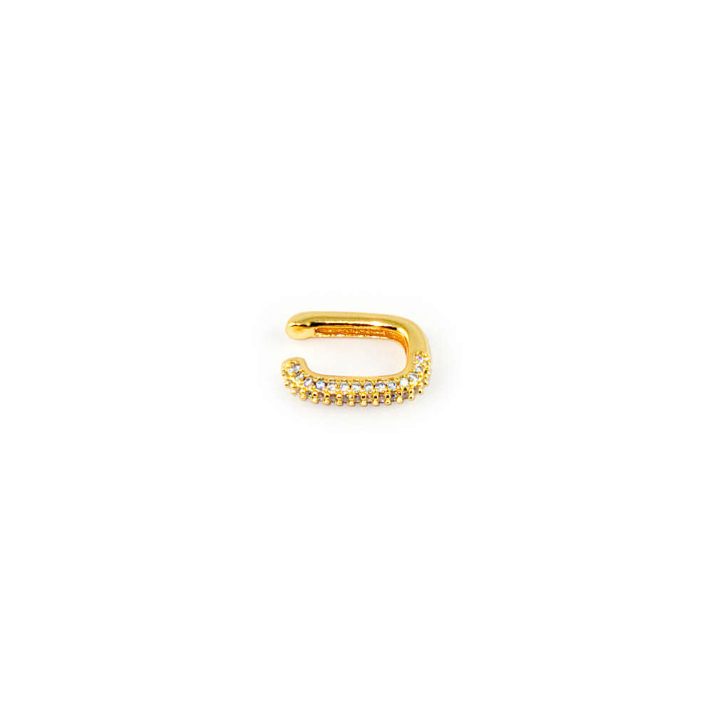 Chunky Earcuff Square Grün – Gelbgold vergoldet | Sucre Fine Jewelry