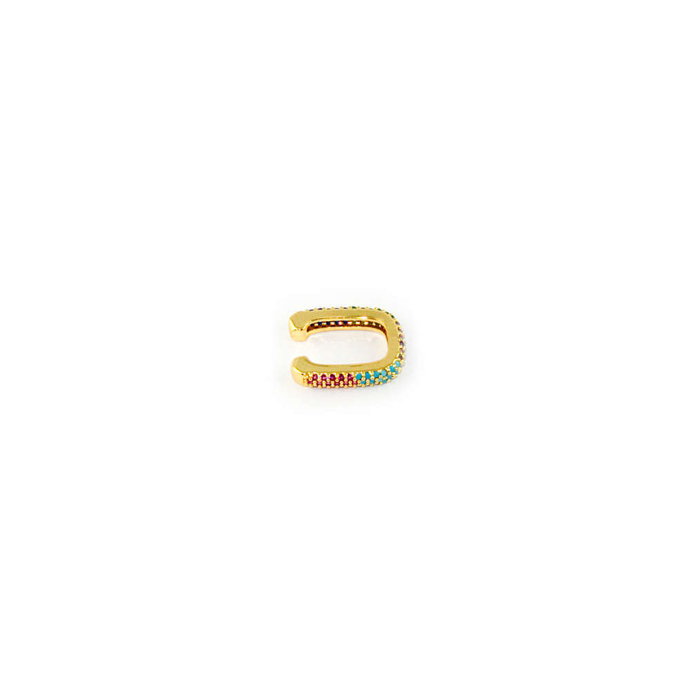 Chunky Earcuff Square Rainbow – Gelbgold vergoldet | Sucre Fine Jewelry