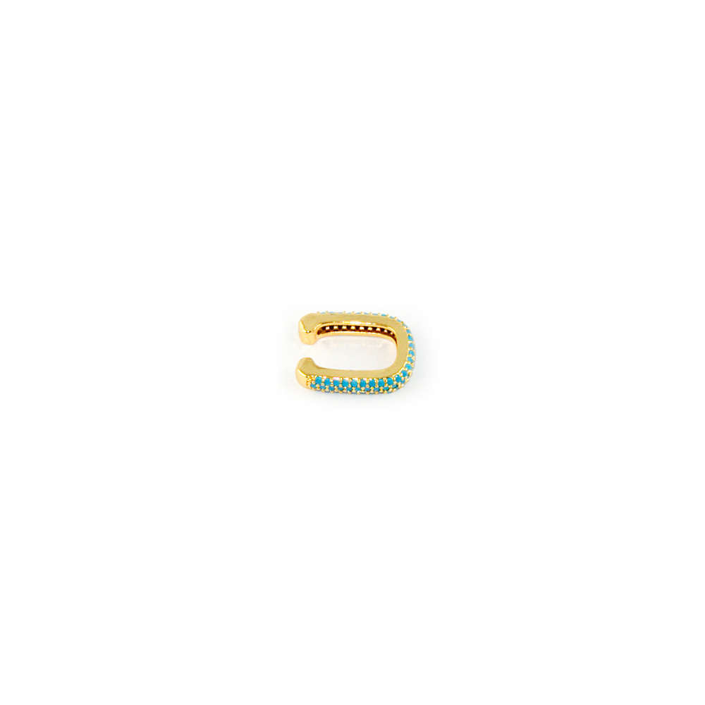 Chunky Earcuff Square Türkis – Gelbgold vergoldet | Sucre Fine Jewelry