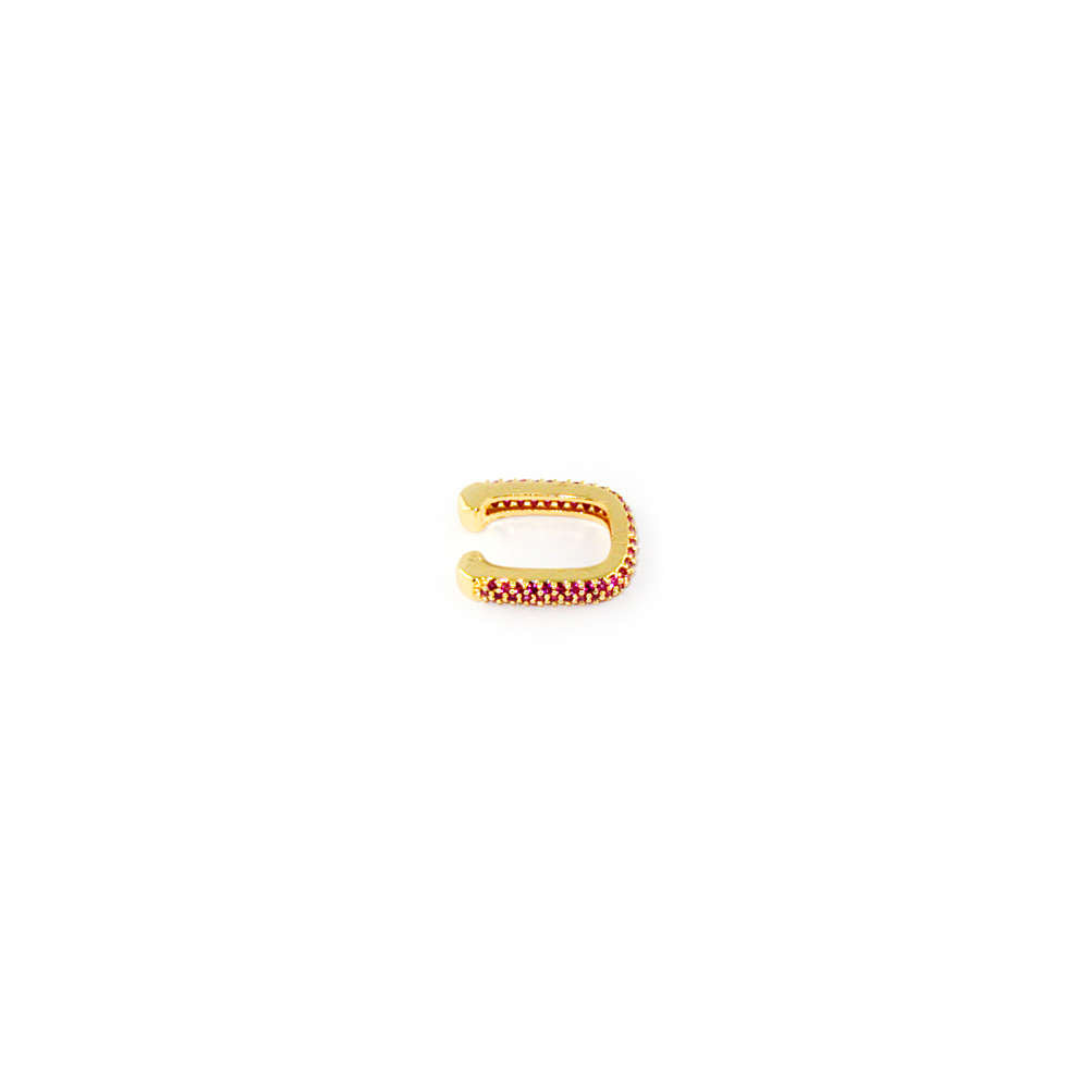 Chunky Earcuff Square Pink – Gelbgold vergoldet | Sucre Fine Jewelry