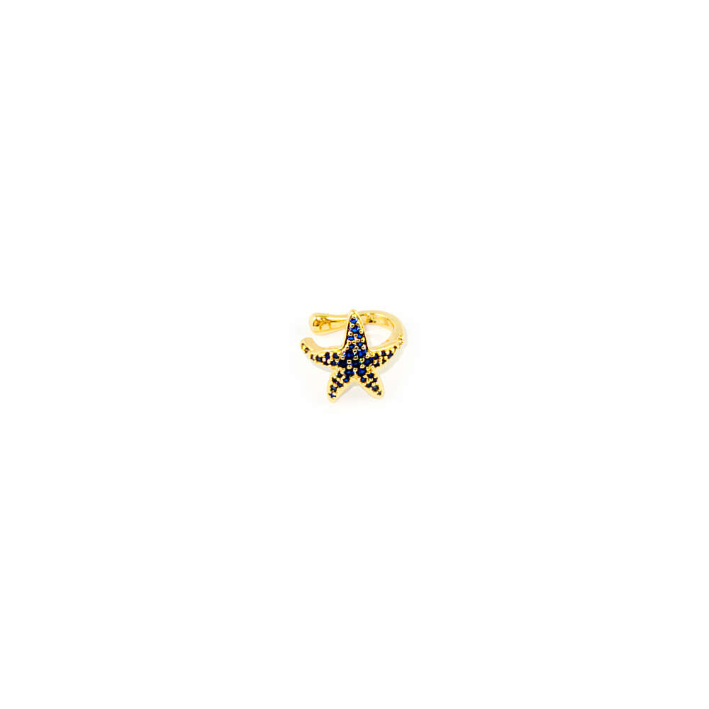 Chunky Earcuff Seestern Blau – Gelbgold vergoldet | Sucre Fine Jewelry